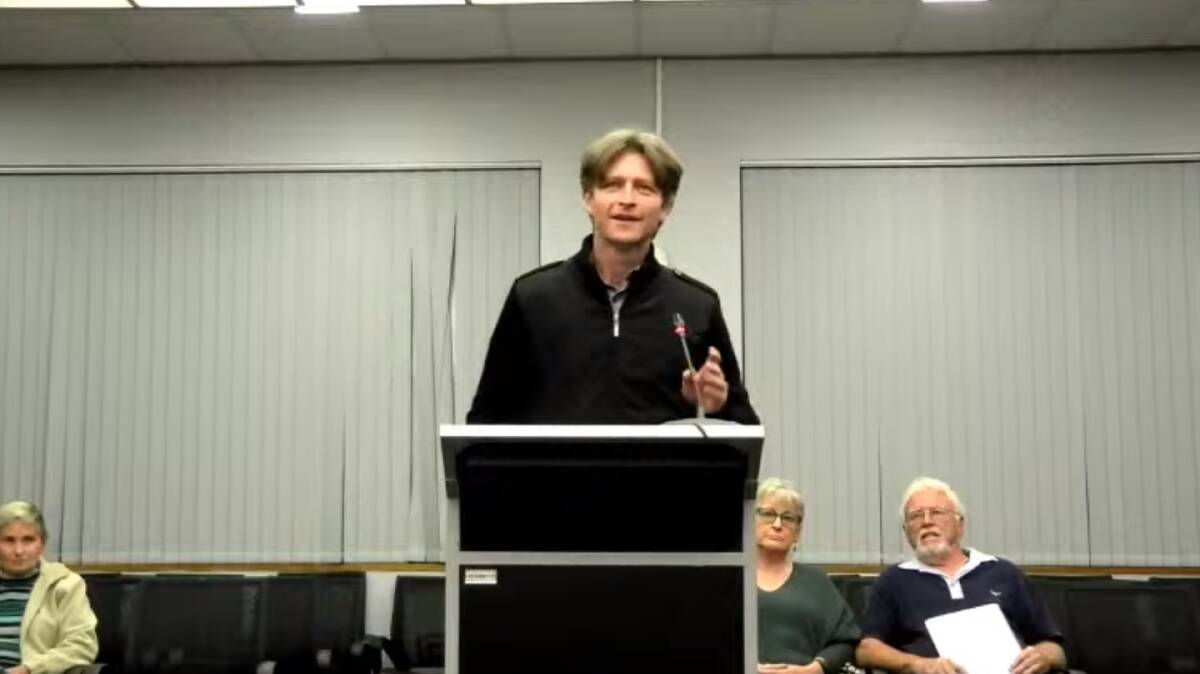 Energy Australias Environment Licencing and Approvals Specialist, Robert Setter speaking during public forum. Picture from Lithgow City Council Youtube. 