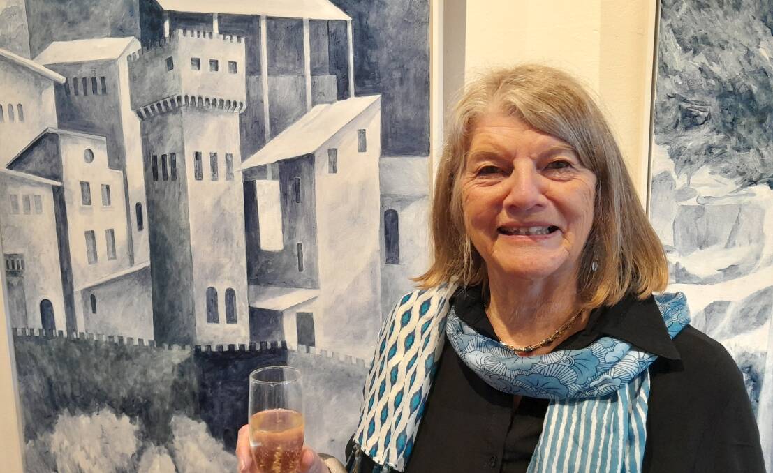 Artist Pennie Steel with one of her works at the Gang Gang Gallery. Picture by Reidun Berntsen.