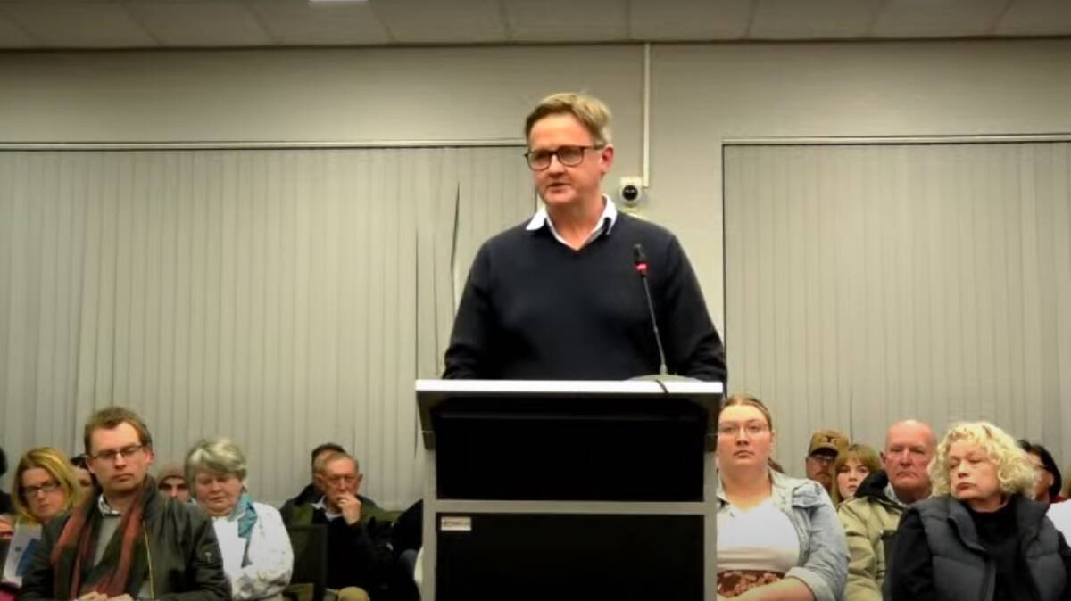 CEO of Greensport, Brett Hawkins addressing the public forum at Lithgow City Council's July ordinary meeting. Picture from Lithgow City Council Youtube. 