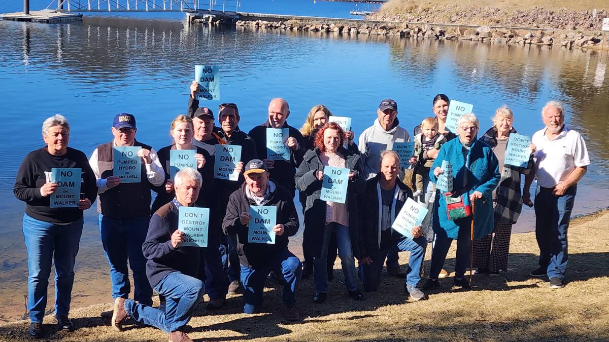 Residents took to Lake Lyell to share their concerns of the visual and environmental impacts a pumped hydro facility could have. Picture by Reidun Berntsen. 