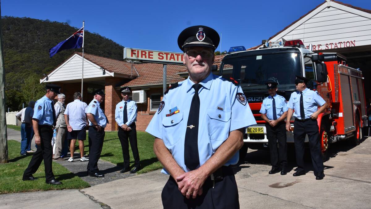 Lithgow fire captain Paul Carter at his 50 year celebration ceremony in 2018. Picture by Phoebe Molony. 